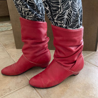 Red Leather Boots : Size 9 : As Shown : Clean, Smoke Free