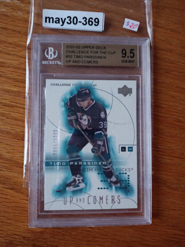 2001-02 UPPER DECK Up And Comers TIMO PARSSINEN CARD #92 BGS 9.5 in Arts & Collectibles in St. Catharines