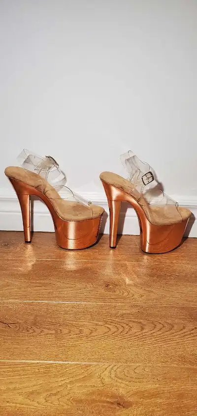 Talons hauts roses chromés Pleaser 7 po, View more