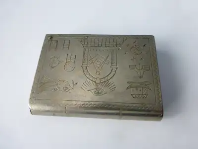 Masonic Vesta Case, Vintage, Silver Plated, Match safe, Smokers, Smoking, Victorian, Edwardian, Gran...
