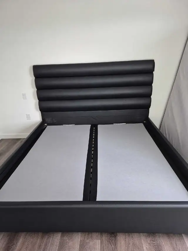 KingSize Upholstered Platform Bed + Beautyrest Mattress in Beds & Mattresses in Delta/Surrey/Langley - Image 4