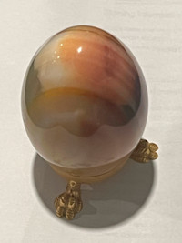 Paperweight Vintage Art Egg Shaped Hand 4" TALL Onyx Marble.