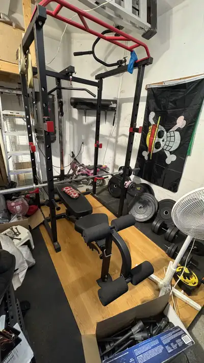 Power cage/squat rack sold. Rogue Echo 2.0 Barbell w/ amazon collars - sold Northern Lights adjustab...