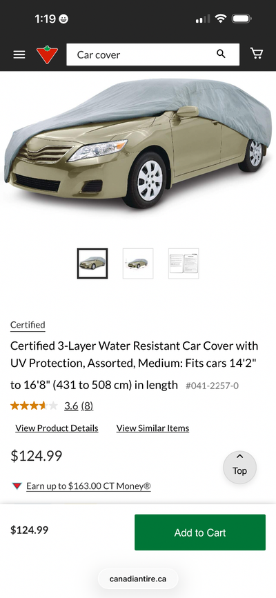 Like new car cover. Used for only one winter to cover a Ford Mustang. Will fit most medium sized car...