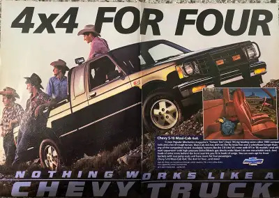 “Nothing works like a Chevy truck.” Dimensions : 16 inches wide by 11 inches high. In excellent cond...
