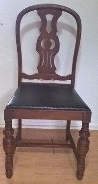 Vintage Antique Solid Walnut Padded Chair.