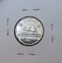 Canada 1956 5 Cents Elizabeth II Canadian Nickel Five Cent