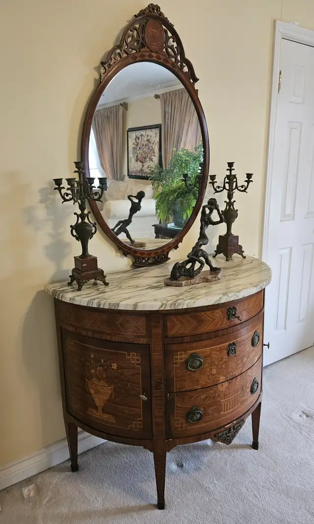 FRENCH LOUIS XVI STYLE HALF-MOON COMMODE, LATE  19TH CENTURY in Home Décor & Accents in City of Toronto - Image 5