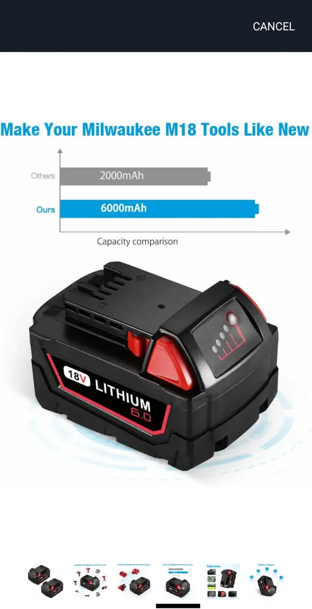Milwaukee M18 Battery Pack 6ah in Power Tools in City of Toronto - Image 9