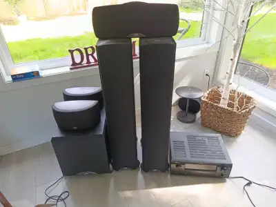 2 tower speakers, 2 rear speakers, one centre speaker and one sub woofer. Plus a denon receiver. All...