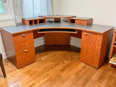 Executive Corner Office Desk & Matching Bookshelf Set, View more