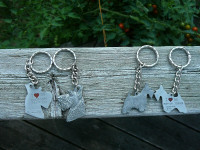 I Love my Scottish Terrier pewter keychain, Scottie key ring fob