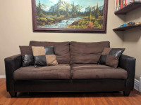 Suede/leather sofa and loveseat set