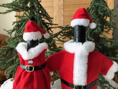 Santa Claus & Mrs Wine Bottle Covers Dressed Outfits & Hats as N, View more