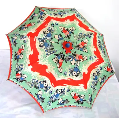 PARASOL VINTAGE  CHILDRENs UMBRELLA "Panda Bears Playing Soccer", View more