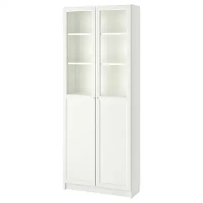White Ikea Two Glass Door Bookshelf, View more