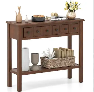 Brand New in Box 38-inch rustic console table, Espresso, View more
