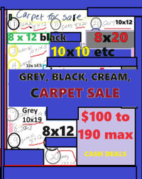 Carpet end of roll sale $100-190 a piece. Come pick 8 ready now