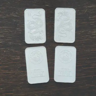$107/oz - 2026 Perth Mint 1 oz Silver Dragon Bars 99.99%, View more