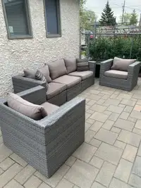 5 piece outdoor sofa and 2 club chairs