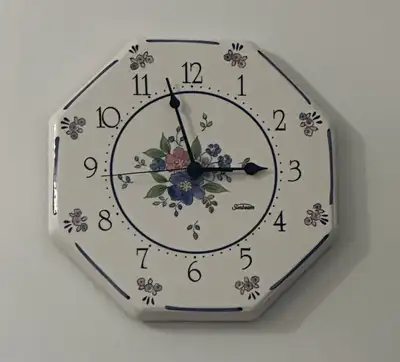 Vintage porcelain wall clock- working well. , View more