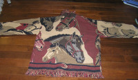 Vintage Handcrafted Heavy Knit Horse Theme Jacket