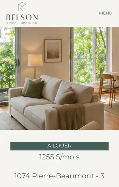 Très beau logement Inclus service internet haute vitesse illimité / câble Tv Thermopompe de très hau...