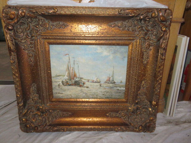 Peinture huile sur bois avec scène 'marine', signé: P. Edvinson dans Art et objets de collection  à Longueuil/Rive Sud