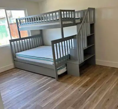 - [ ] Twin Bunk Bed with Trundle – Stylish Grey Finish, View more