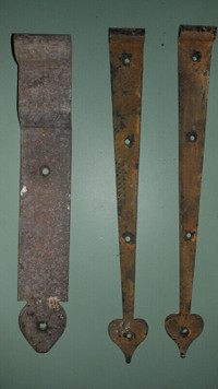 three old antique barn door straps fronts