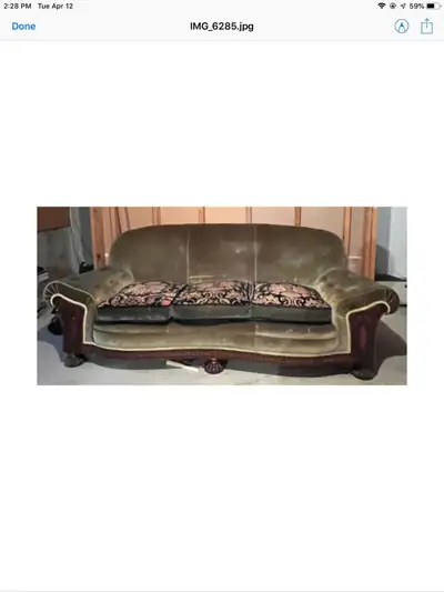 COUCH AND CHAIR ORIGINALLY FROM A DOCTORS HOUSE IN BRONTE, ONTARIO. FROM THE LATE 1800’s.....FOR THE...