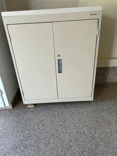 Teal cabinet with inner shelf. A wood top has been added. Excellent storage 36” wide x 41” tall x 19...