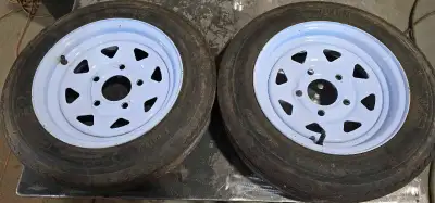 4.80-12 pair of trailer wheels, $40 for both. Tires are toast but the rims are still in decent shape...