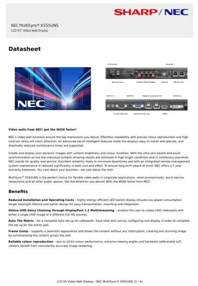 NEC Sharp Commercial Monitors TV LCD Screens, View more