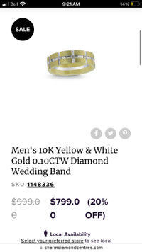 Men's 10K Yellow & White Gold 0.10CTW Diamond Ring
