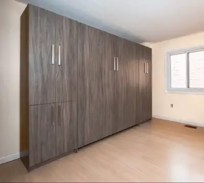 Modern Double Murphy (Wall) Bed with Storage Cabinets & Mattress, View more