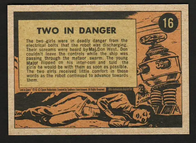 LOST IN SPACE RITTENHOUSE REPRINT CHASE CARD 16 TWO IN DANGER in Arts & Collectibles in Oakville / Halton Region - Image 3