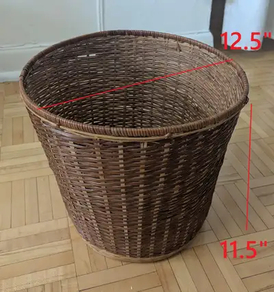 Round Wicker Rattan Bin Basket Storage Waste\Trash, View more