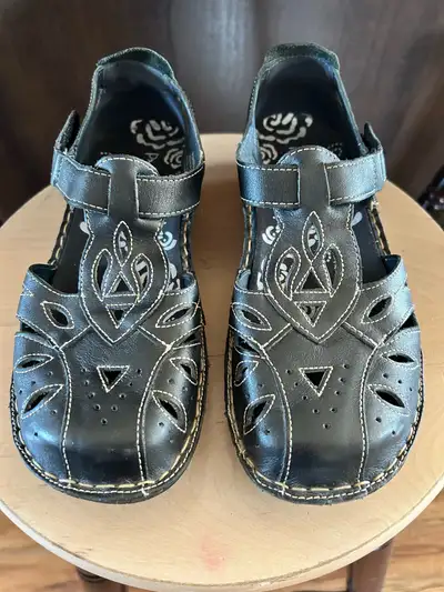 Propet Black Mary Jane Cutout Sandals Size 8 Wide, View more