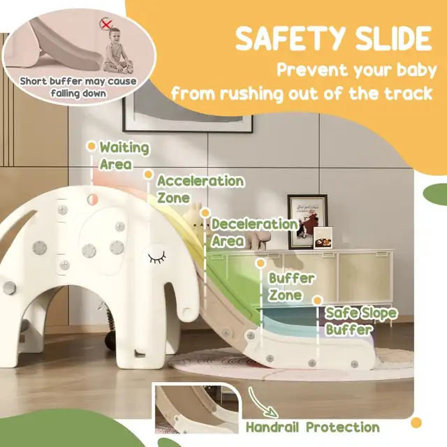 Qaba 3 in 1 Toddler Slide with Basketball Hoop, Climber, for 1-3 in Toys in Markham / York Region - Image 3