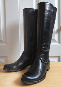 Dorking black leather knee-high riding boots Sz 6/36