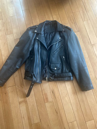 Black Leather Motorcycle jacket Size L (fits a little smaller)