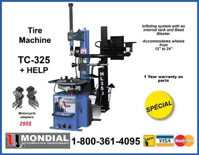 Semi automatic Tire machine 1-800-361-4095 ** Tire machine MONDIAL TC-325+ Help They are in stock an...