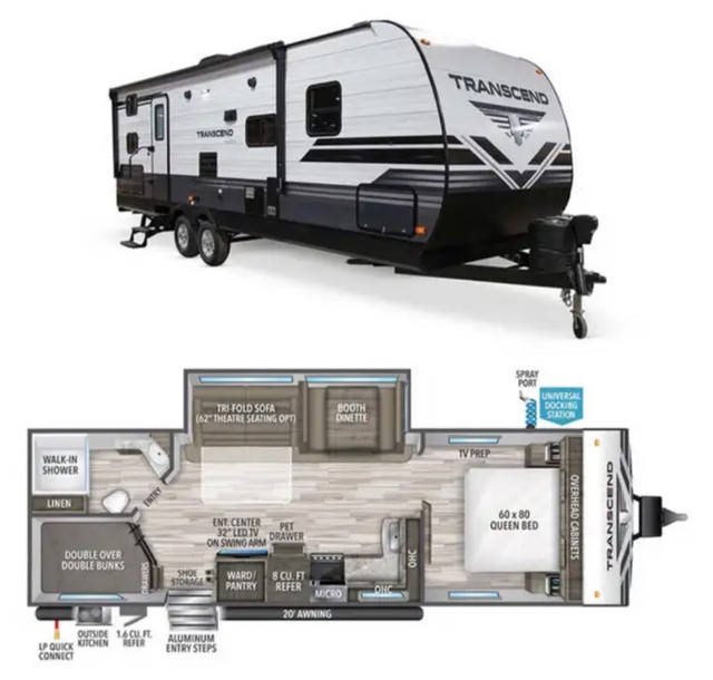 2019 TRANSCEND 27BHS by Grand Design Travel Trailer (32' RV) in Travel Trailers & Campers in Dartmouth