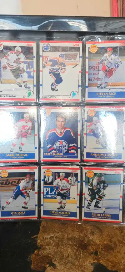 I am selling a collection of used Score hockey cards, encased in plastic sleeves for preservation. T...