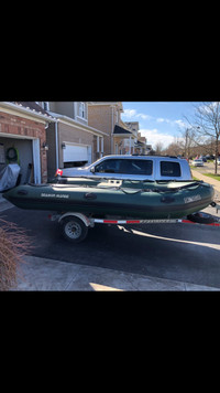 14ft Inflatable Boat, Trailer And 25hp Envinrude Motor