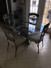 Glass Kitchen Table with 4 chairs