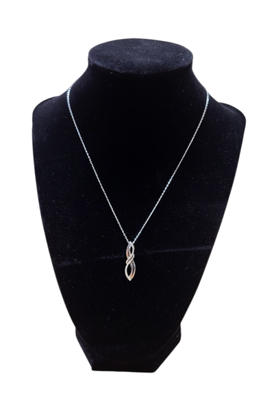 925 Silver Infinity Pendant with Diamond Accents and Necklace, View more