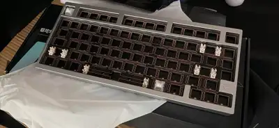 Silver D75 Custom Mechanical Keyboard Barebones - RGB, Aluminum, View more
