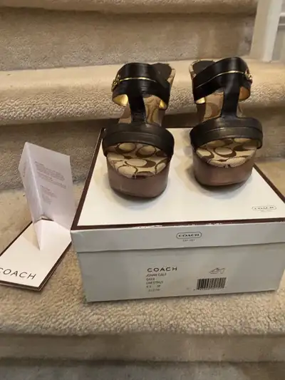 Women’s Coach platform sandals -size 6.5 Jonah Calf in chestnut sandal Worn a couple times and in pr...